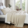 VHC Brands Natural King Blanket 90x108 - 100% Cotton Waffle Weave for Bed, Couch & Sofa - Lightweight Farmhouse Bedroom & Living Room Decor