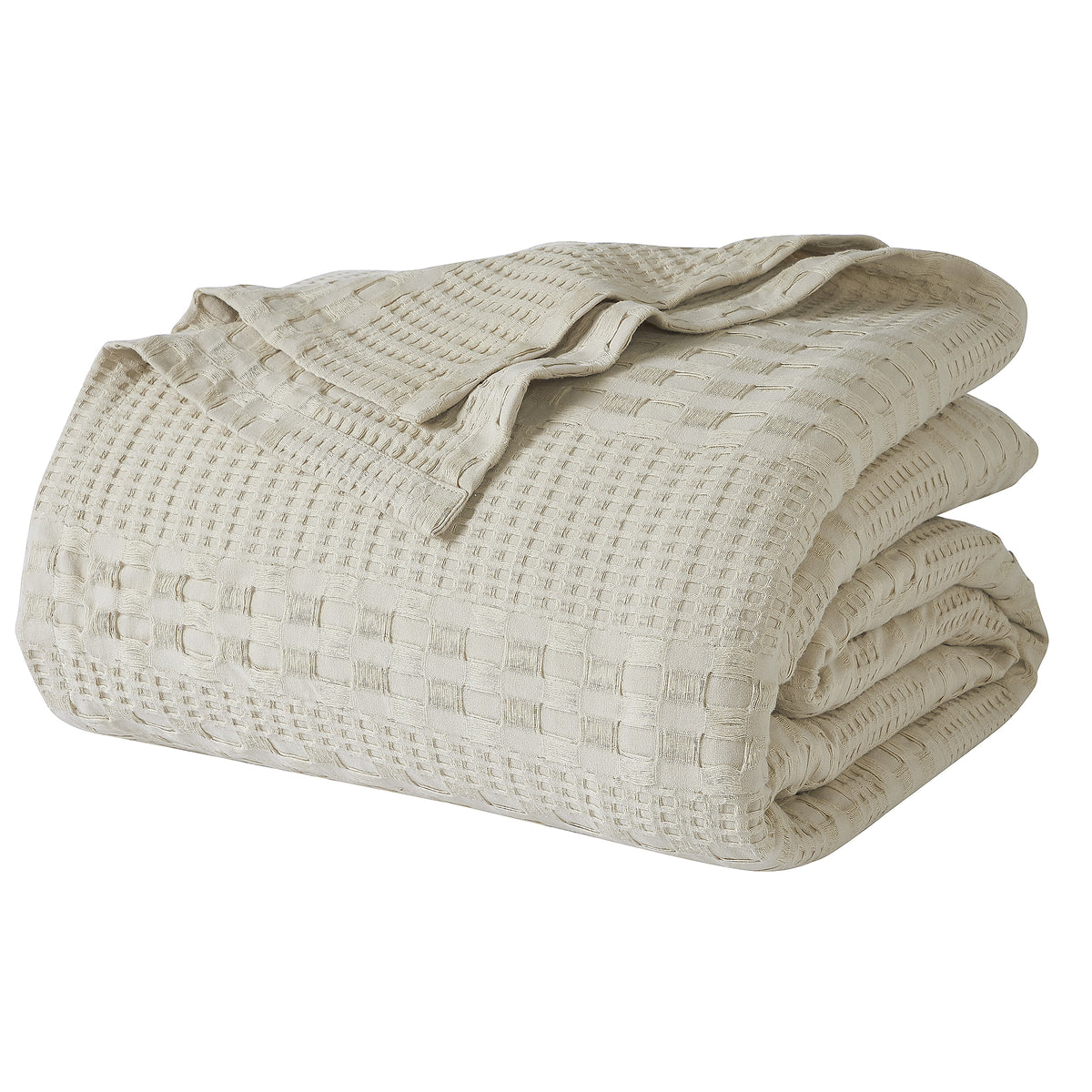 VHC Brands Natural King Blanket 90x108 - 100% Cotton Waffle Weave for Bed, Couch & Sofa - Lightweight Farmhouse Bedroom & Living Room Decor
