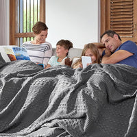 VHC Brands Waffle Weave King Blanket - Dark Grey 90x108 - 100% Cotton Lightweight Cover for Bed, Couch, Sofa - Farmhouse Bedroom Decor
