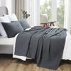 VHC Brands Dark Grey Waffle Weave Queen Blanket 90x90 - 100% Cotton, Lightweight Cover for Bed & Sofa