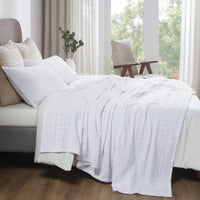 VHC Brands Waffle Weave White Queen Blanket, 90x90 - 100% Cotton, Lightweight Farmhouse Decor for Bed, Couch & Sofa