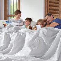 VHC Brands Waffle Weave White Queen Blanket, 90x90 - 100% Cotton, Lightweight Farmhouse Decor for Bed, Couch & Sofa