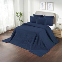 VHC Brands Waffle Weave Navy Blue Twin Blanket - 100% Cotton 66x90 Lightweight Cover for Bed, Couch, Sofa - Farmhouse & Boho Bedroom Decor
