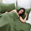 VHC Brands Olive Green King Waffle Weave Blanket - 100% Cotton, 90x108 - Lightweight Farmhouse Bed & Couch Cover for All Seasons