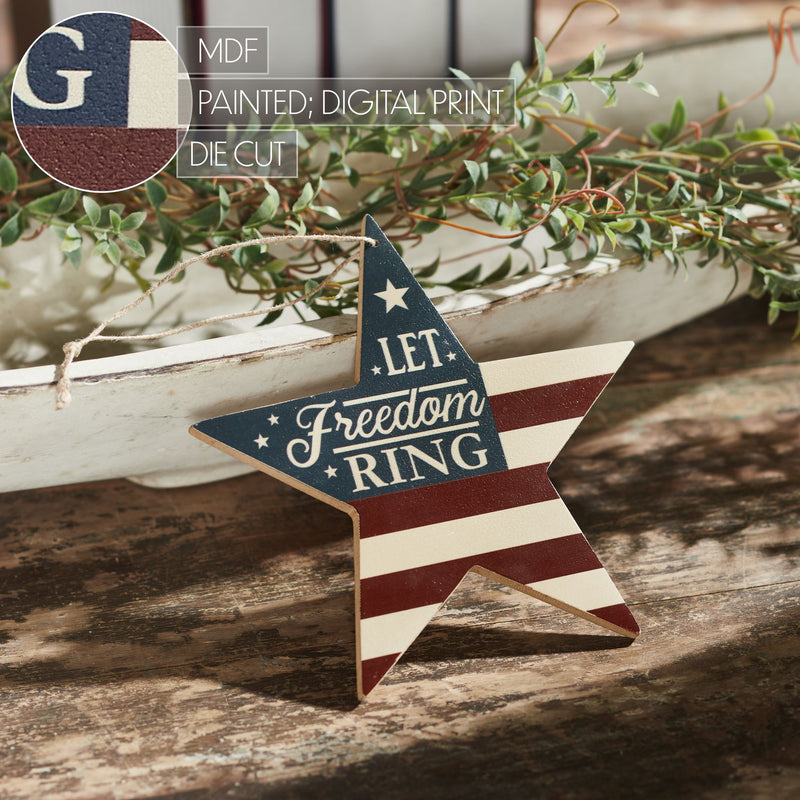 My Country Let Freedom Ring MDF Star Ornament 6x6x0.25 **BACKORDERED UNTIL MARCH 2025**