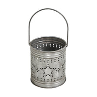 Votive Candle Holder w/ Punched Stars Band Black Zinc Iron 3.75x3.25x3.25 **BACKORDERED UNTIL MARCH 2025**