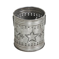 Votive Candle Holder w/ Punched Stars Band Black Zinc Iron 3.75x3.25x3.25 **BACKORDERED UNTIL MARCH 2025**