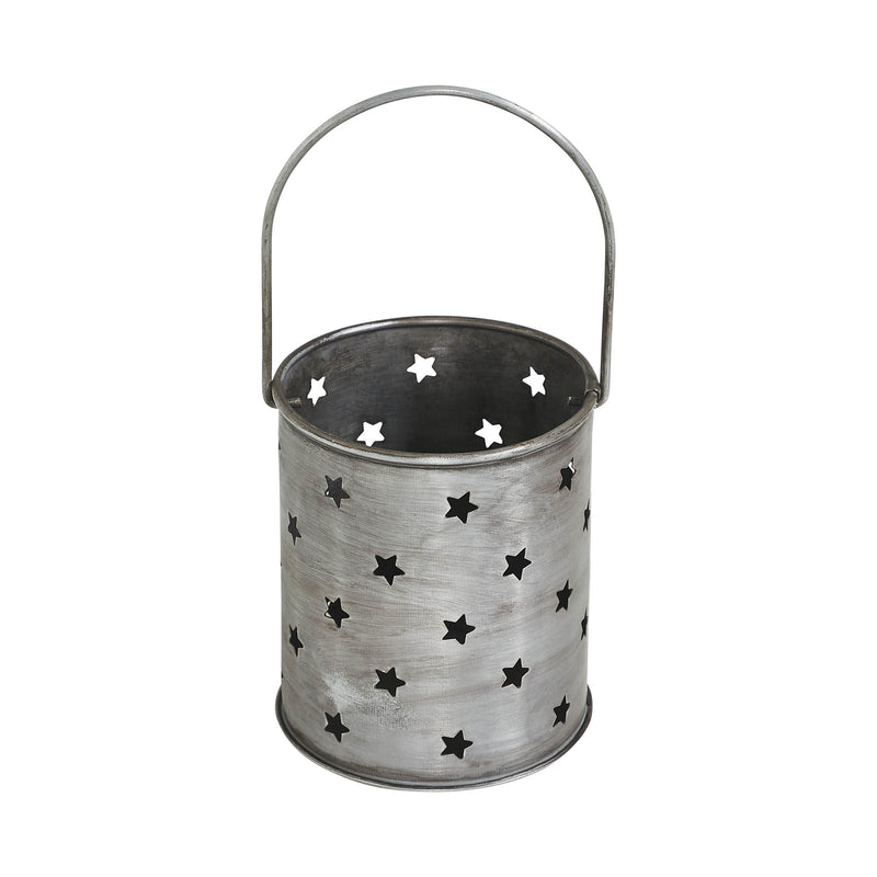 Votive Candle Holder w/ Punched Stars Black Zinc Iron 3.75x3.25x3.25 **BACKORDERED UNTIL MARCH 2025**