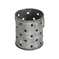 Votive Candle Holder w/ Punched Stars Black Zinc Iron 3.75x3.25x3.25 **BACKORDERED UNTIL MARCH 2025**