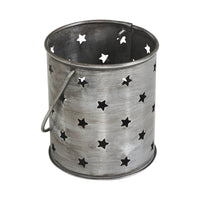 Votive Candle Holder w/ Punched Stars Black Zinc Iron 3.75x3.25x3.25 **BACKORDERED UNTIL MARCH 2025**