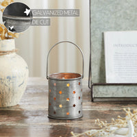 Votive Candle Holder w/ Punched Stars Black Zinc Iron 3.75x3.25x3.25 **BACKORDERED UNTIL MARCH 2025**