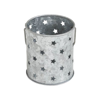 Votive Candle Holder w/ Punched Stars Galvanized 3.75x3.25x3.25 **BACKORDERED UNTIL MARCH 2025**