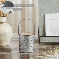 Votive Candle Holder w/ Punched Stars Galvanized 3.75x3.25x3.25 **BACKORDERED UNTIL MARCH 2025**