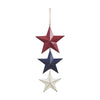 Painted Metal RWB Stars Wall Hanging w/ Jute Twine 20x8x1 **BACKORDERED UNTIL MARCH 2025**