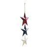 Painted Metal RWB Stars Wall Hanging w/ Jute Twine 20x8x1 **BACKORDERED UNTIL MARCH 2025**