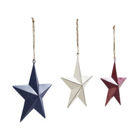 Painted Metal RWB Stars Ornament Set of 3 Colors 6x6x1 **BACKORDERED UNTIL MARCH 2025**