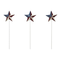 Painted Metal American Flag Theme Star on Pick Set of 3 12x3.5 **BACKORDERED UNTIL MARCH 2025**