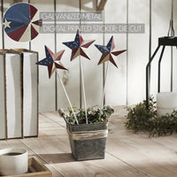 Painted Metal American Flag Theme Star on Pick Set of 3 12x3.5 **BACKORDERED UNTIL MARCH 2025**