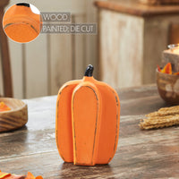 Tall Orange Wooden Pumpkin 8x5x2