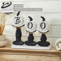 BOO Pumpkins Wooden Table Sign 12.5x13.5x2
