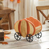 Wooden Pumpkin Carriage w/ Iron Wheels Decor 11x8x9.75 **BACKORDERED UNTIL JUNE 2025**
