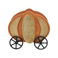 Wooden Pumpkin Carriage w/ Iron Wheels Decor 11x8x9.75 **BACKORDERED UNTIL JUNE 2025**