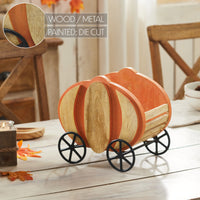 Wooden Pumpkin Carriage w/ Iron Wheels Decor 11x8x9.75 **BACKORDERED UNTIL JUNE 2025**