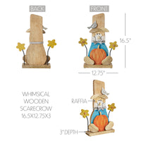 Whimsical Wooden Scarecrow 16.5x12.75x3