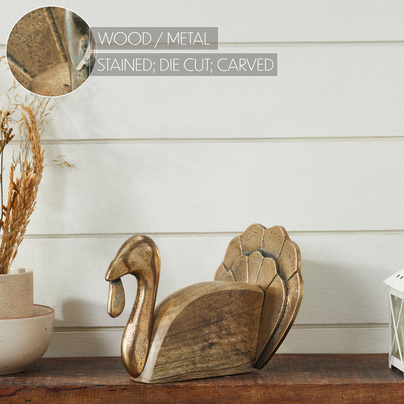 Wooden Turkey w/ Burnished Metal 6x8.5x6.5 **BACKORDERED UNTIL JUNE 2025**