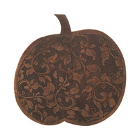 Dark Wooden Carved Vine Pumpkin 14x14x1.5