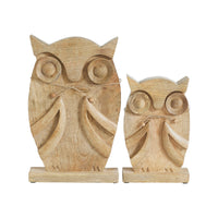 Wooden Owl Natural Set of 2 - 9.75 and 13.25 inch **BACKORDERED UNTIL JUNE 2025**