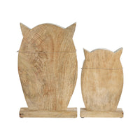 Wooden Owl Natural Set of 2 - 9.75 and 13.25 inch **BACKORDERED UNTIL JUNE 2025**