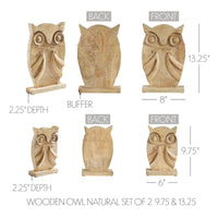 Wooden Owl Natural Set of 2 - 9.75 and 13.25 inch **BACKORDERED UNTIL JUNE 2025**