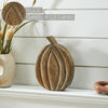 Carved Wooden Pumpkin Walnut Brown 8x6x1.5