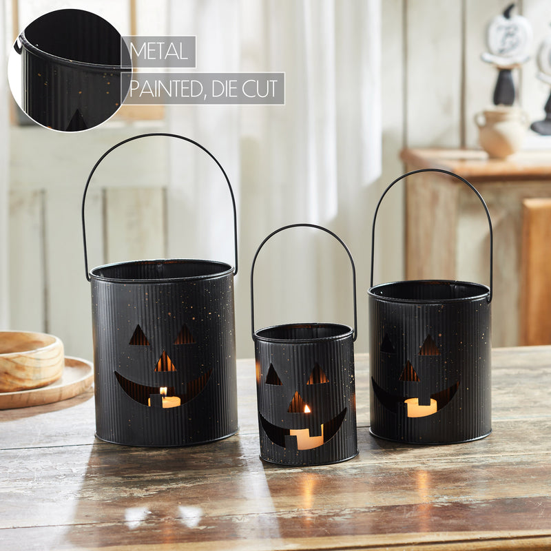 Jack-O-Lantern Bucket Set of 3 - 5/6/7 inch