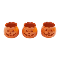 Jack-O-Lantern Candle Holder Orange Set of 3 - 3x3.5x3.5