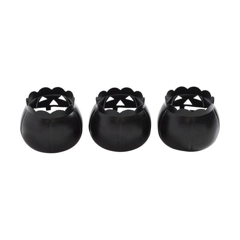 Jack-O-Lantern Candle Holder Black Set of 3 - 3x3.5x3.5