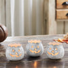 Jack-O-Lantern Candle Holder Antique White Set of 3 - 3x3.5x3.5