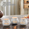 Jack-O-Lantern Candle Holder Antique White Set of 3 - 3x3.5x3.5