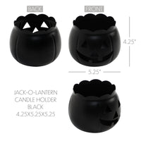 Jack-O-Lantern Candle Holder Black 4.25x5.25x5.25 **BACKORDERED UNTIL AUGUST 2025**
