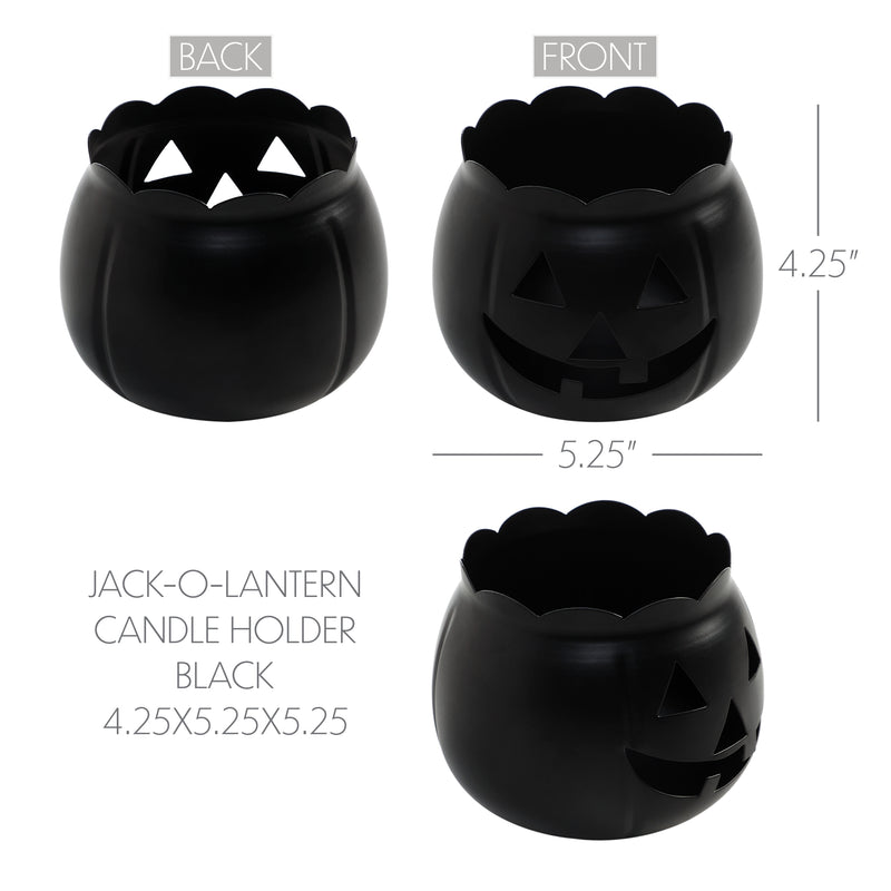 Jack-O-Lantern Candle Holder Black 4.25x5.25x5.25 **BACKORDERED UNTIL AUGUST 2025**
