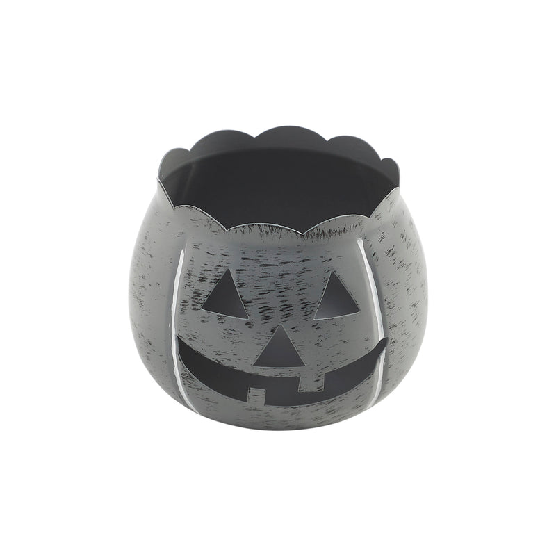 Jack-O-Lantern Candle Holder Antique Grey 4.25x5.25x5.25 **BACKORDERED UNTIL AUGUST 2025**