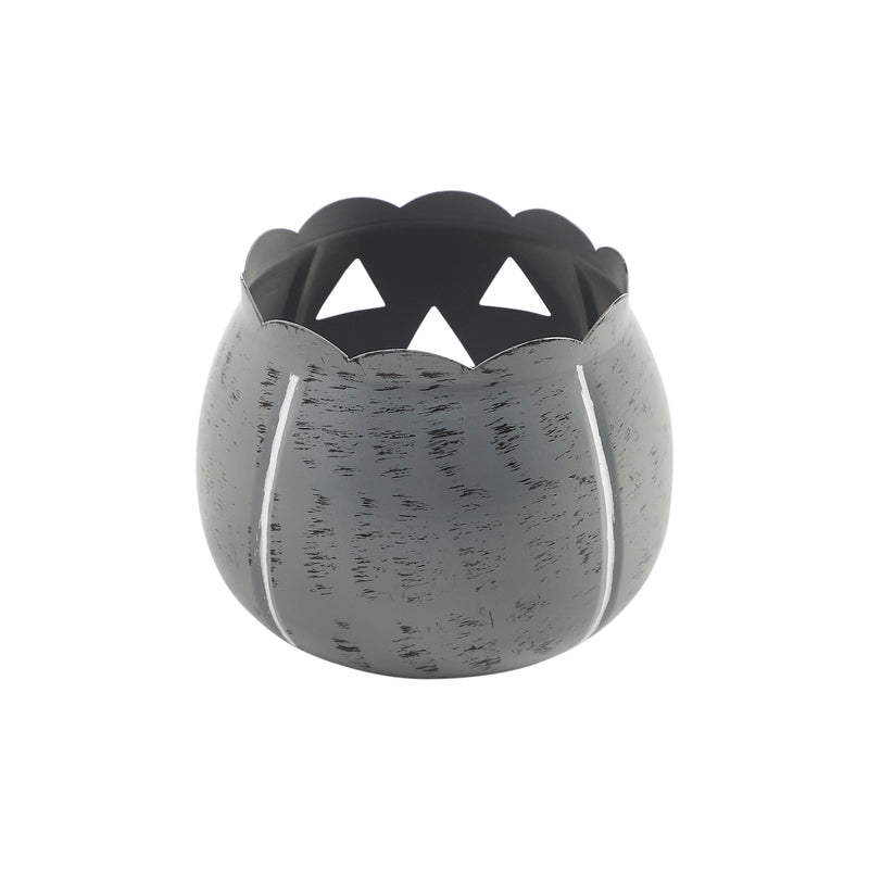 Jack-O-Lantern Candle Holder Antique Grey 4.25x5.25x5.25 **BACKORDERED UNTIL AUGUST 2025**