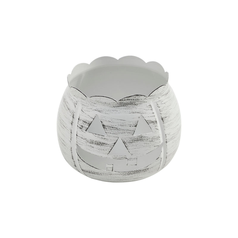 Jack-O-Lantern Candle Holder Antique White 4.25x5.25x5.25 **BACKORDERED UNTIL AUGUST 2025**
