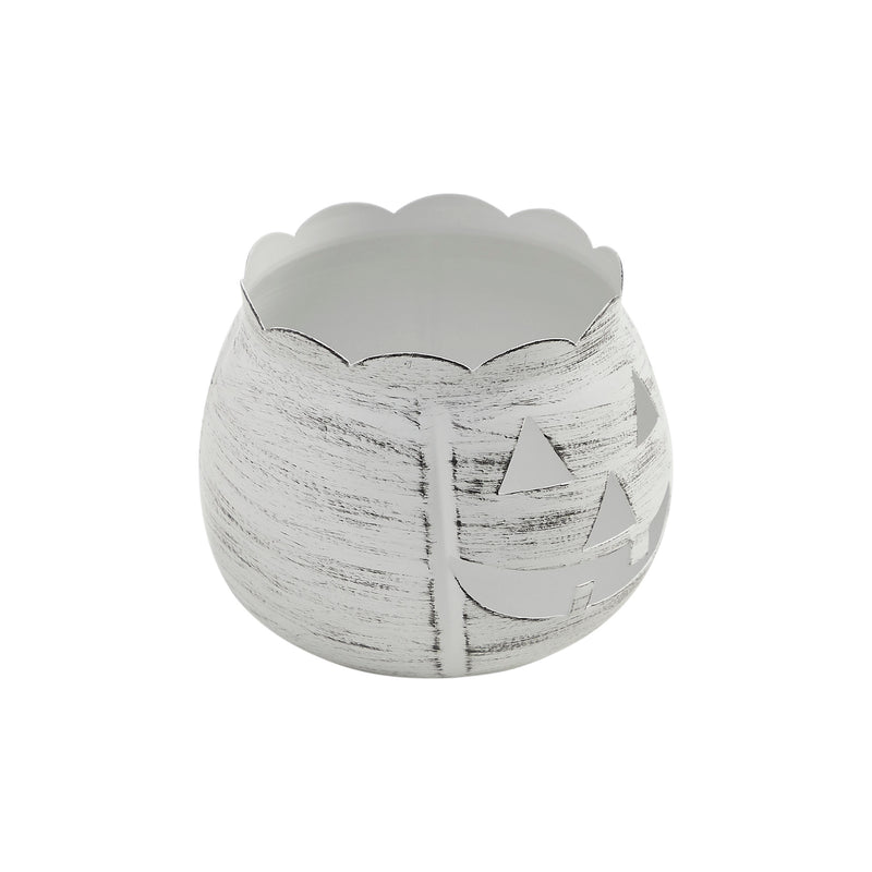 Jack-O-Lantern Candle Holder Antique White 4.25x5.25x5.25 **BACKORDERED UNTIL AUGUST 2025**