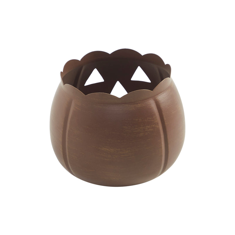 Jack-O-Lantern Candle Holder Bronze 4.25x5.25x5.25 **BACKORDERED UNTIL AUGUST 2025**