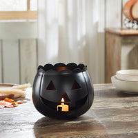 Jack-O-Lantern Candle Holder Black 6.25x7.5x7.5 **BACKORDERED UNTIL AUGUST 2025**