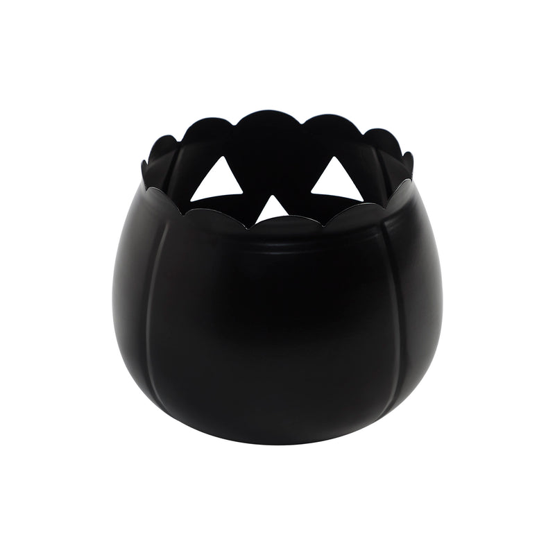 Jack-O-Lantern Candle Holder Black 6.25x7.5x7.5 **BACKORDERED UNTIL AUGUST 2025**
