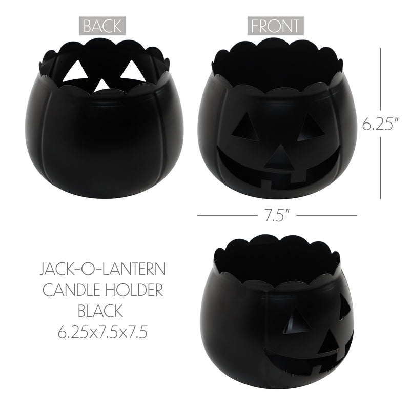 Jack-O-Lantern Candle Holder Black 6.25x7.5x7.5 **BACKORDERED UNTIL AUGUST 2025**