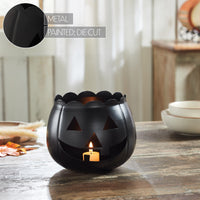Jack-O-Lantern Candle Holder Black 6.25x7.5x7.5 **BACKORDERED UNTIL AUGUST 2025**